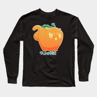 Pumpkitt the Angry Pumpkin Cat Long Sleeve T-Shirt